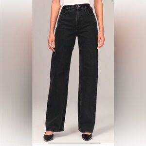 Abercrombie & Fitch High Rise 90s Relaxed Jean Black Distressed 28/6R